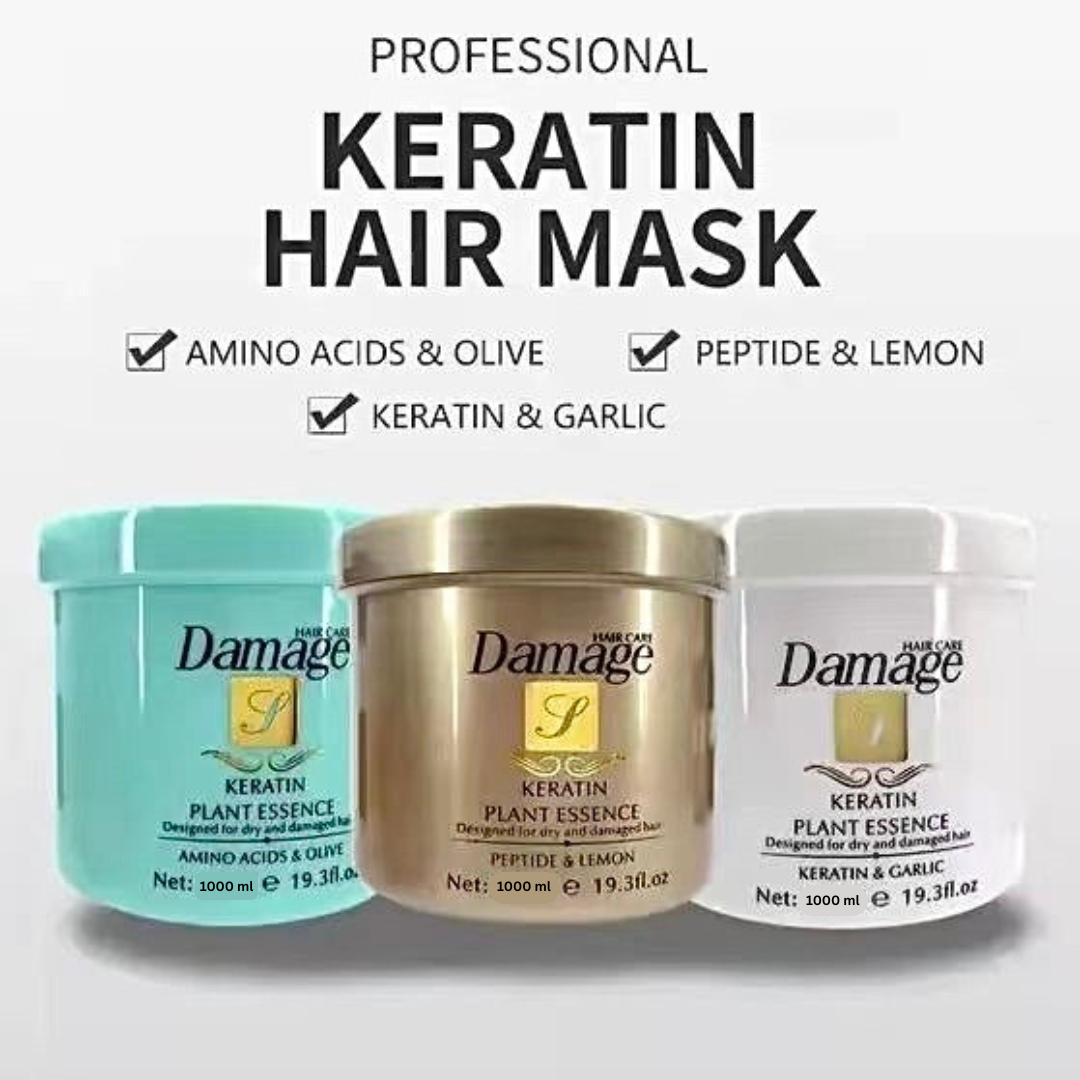 Damage Hair Care Keratin Plant Essence Mask – Peptide & Lemon (1000ml)